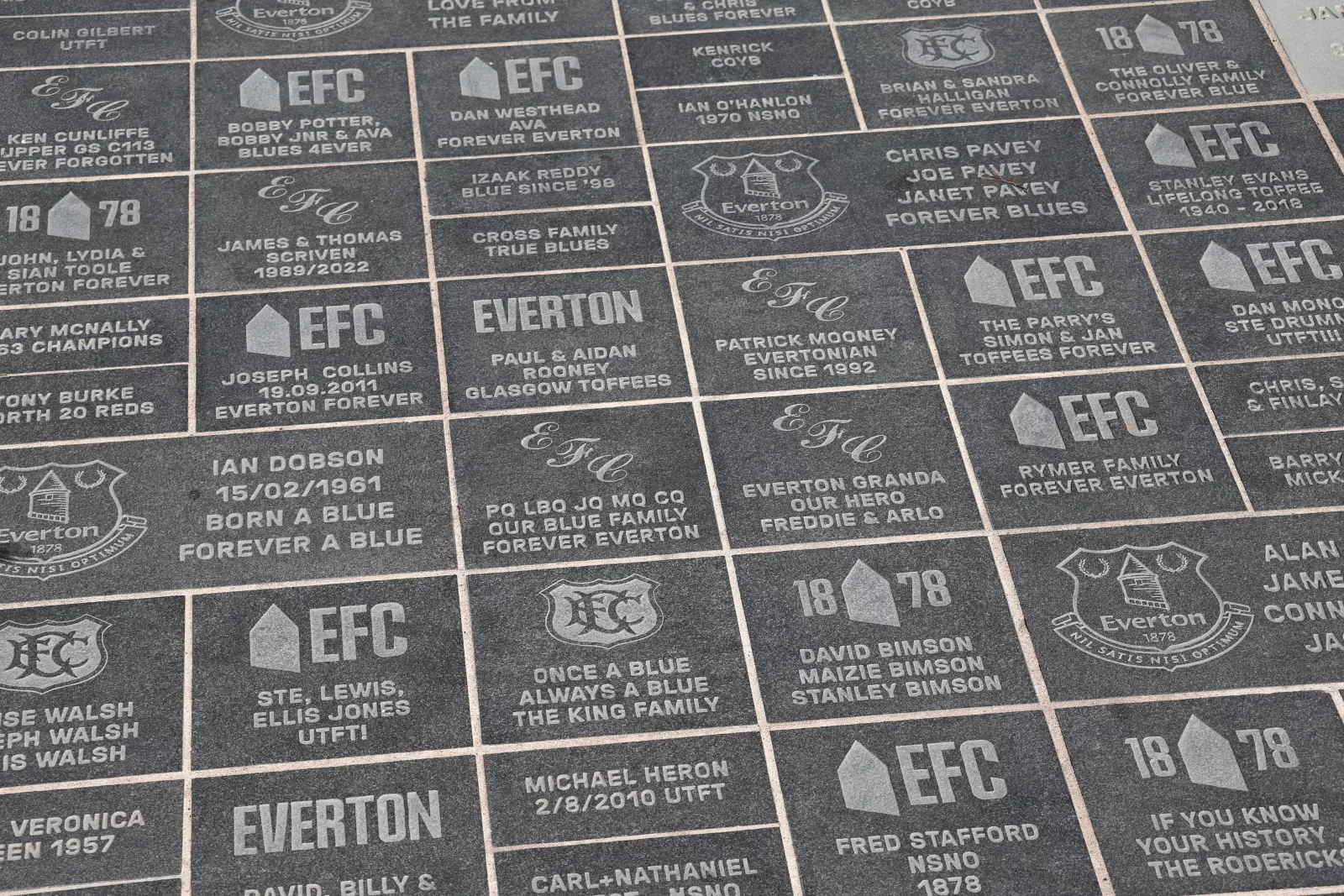 Everton Way close up of engraved stones