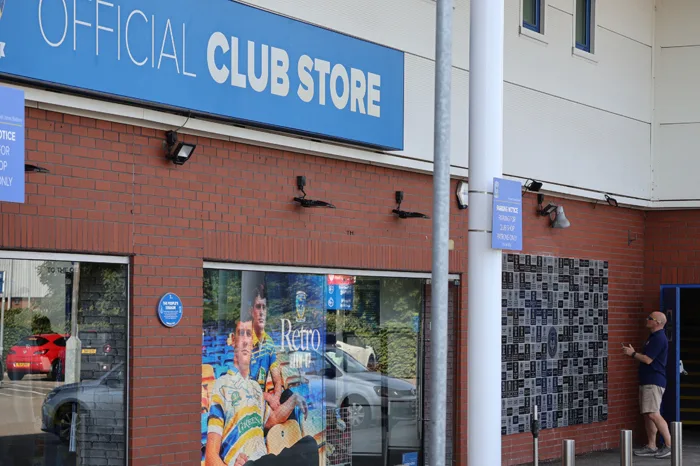 Warrington Wolves 150th Year Anniversary Wall outside the Official Club Store