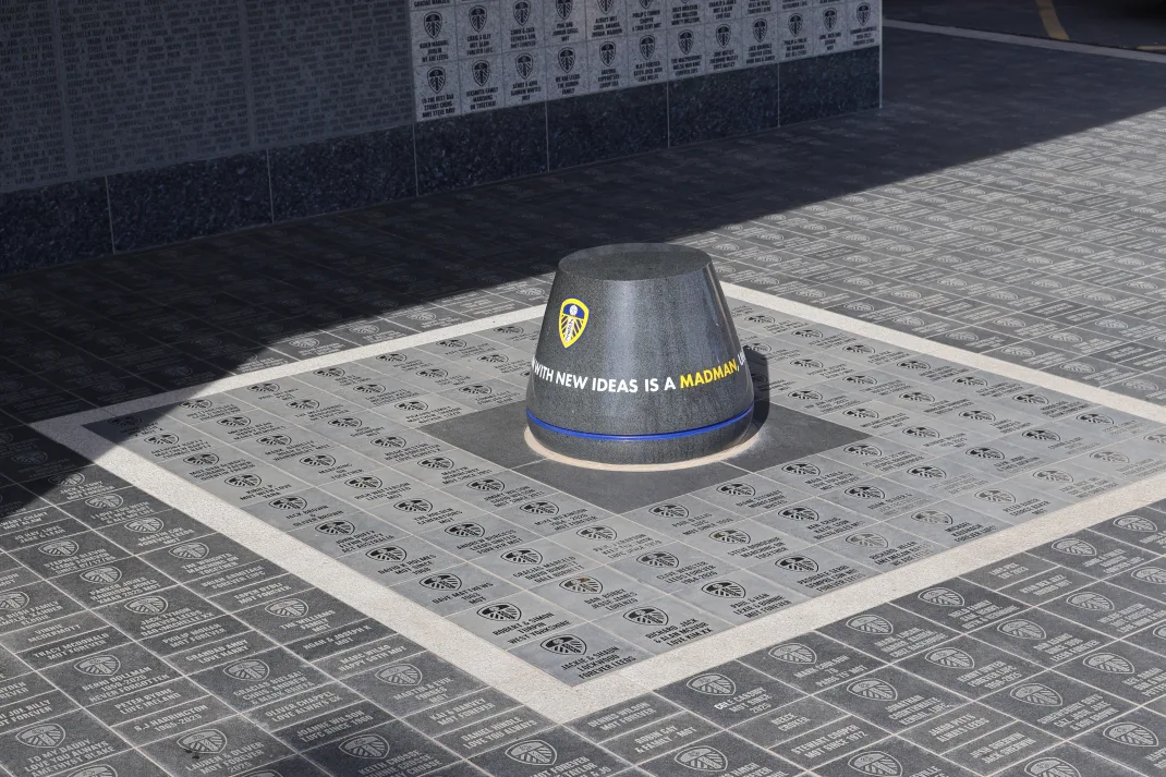 A close of of the floor installation and replica bucket seat on which Bielsa sat on match days.
